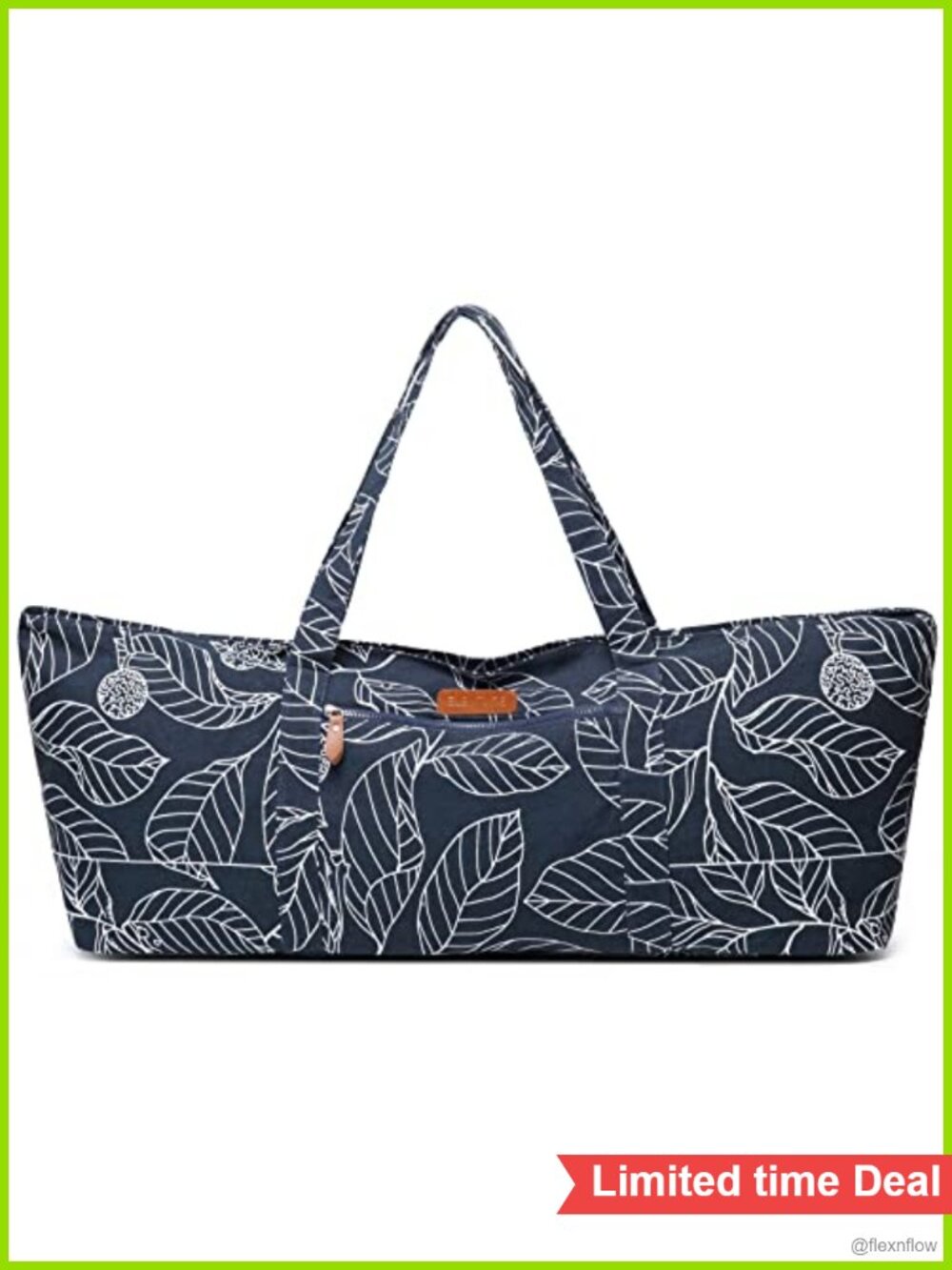 Large Yoga Mat Bag Full-Zip Cotton Canvas Gym Tote Fits 1/2" Thick Mats